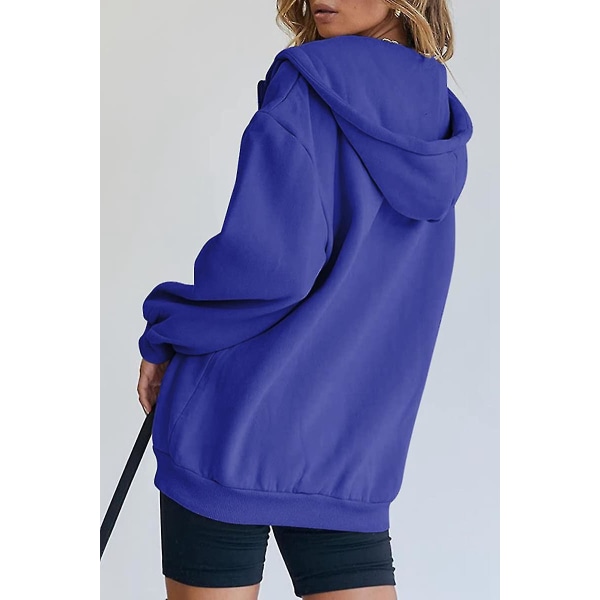 Kvinnors dragkedja upp huvtröjor sweatshirts kläder tonårsflicka höst casual jackor med.S.blå