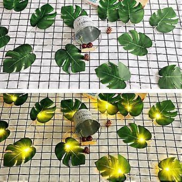 Lumineuse LED Ljusslinga 2 m Blad Dekoration Ljusslinga 10 LED Ljusslinga med gröna blad