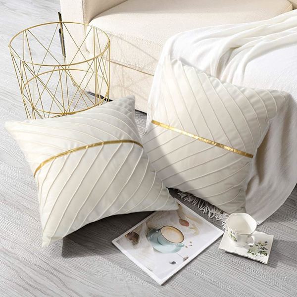 Set med 2 putetrekk, beige fløyel putetrekk putevar