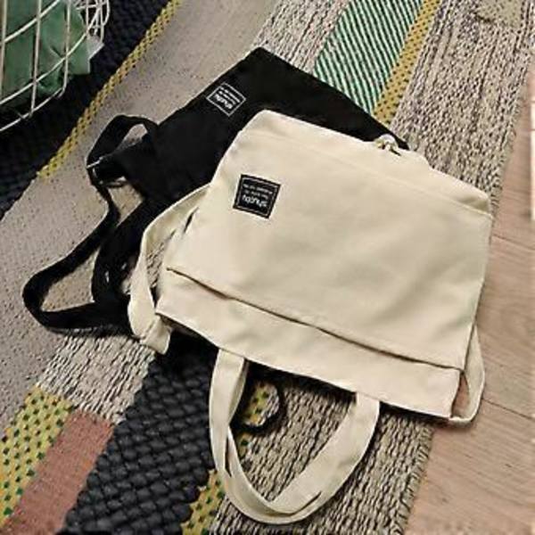 Canvas mulepose ny taske dame messenger taske stor kapacitet canvas taske, 1 stk - hvid