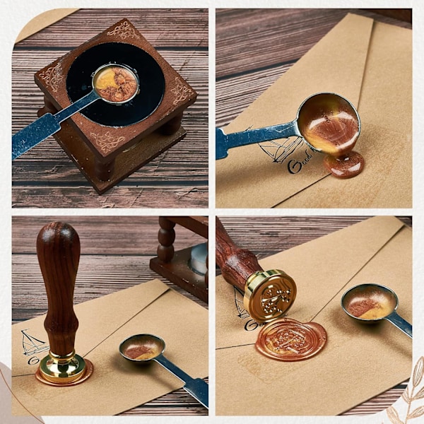 Elite 1 stk. DIY voksforseglingsstempel i tre, alfabet skrapbok messing St