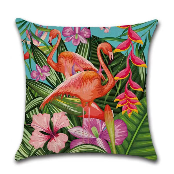 Set med 4 kuddfodral 45 x 45 cm fåglar blommor tropiska växter T