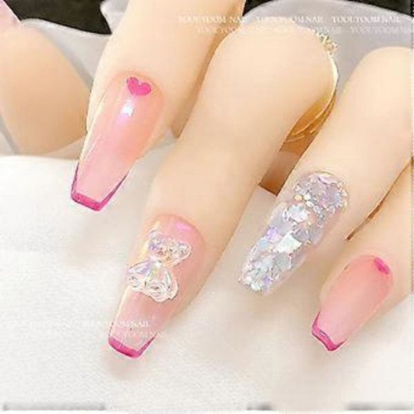 20 stk. Søde Bjørn Neglekunst Dekorationer Bjørn Resin Krystal Aurora Rhinestones Farverige Negle Charm Negle Charms Tilbehør H1803