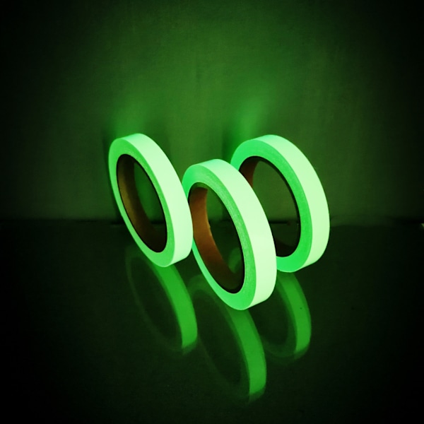 9m x 2cm Premium Grønn Fluorescerende Tape, Lysende Tape, Fosfor