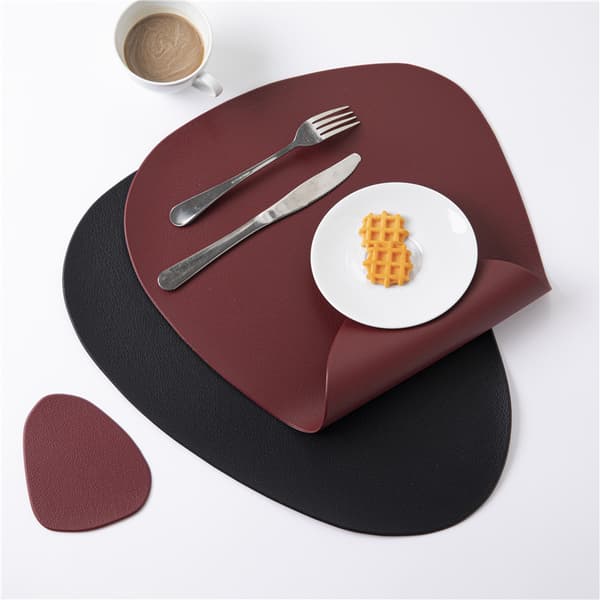 43x36 cm Nahkainen Pöytätabletti Länsimainen Tabletti Helppo Puhdistaa Kolmio (Vaaleanharmaa)