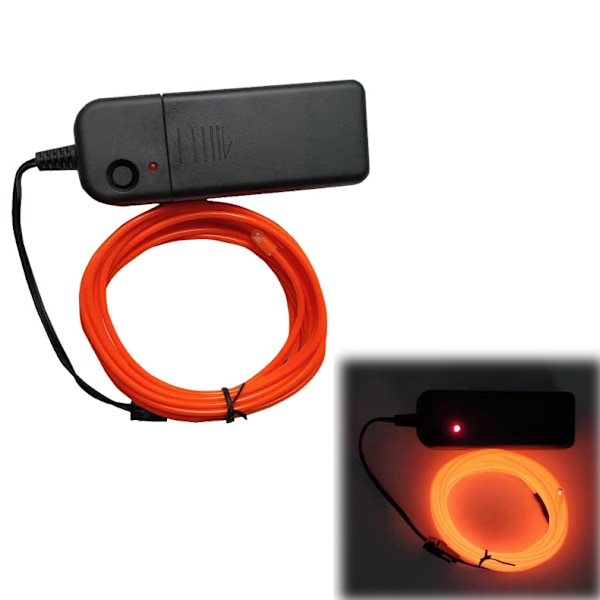 Neon LED Ljus EL Tråd Slinga Rem Rör Dekor Bil Fest + Kontroller Orange