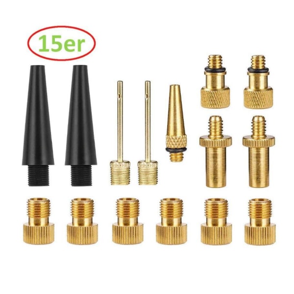 Sykkelpumpe Adapter [15 Stykker], Sykkelventil Adapter Ballpumpe Nål Adapter & Koniske Oppblåsbare Dyser, for Sykkelpumpe, Ball, Motorbåt