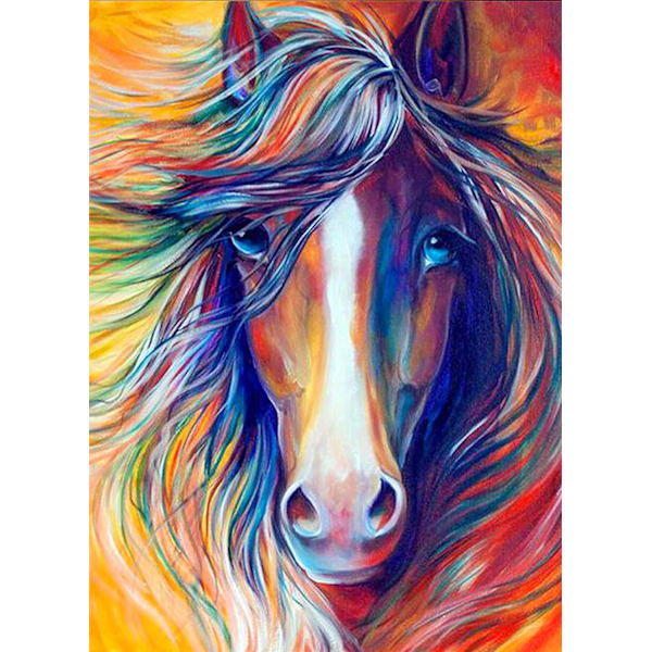 5D Diamantmalerisett 30x40cm DIY Fargerik Hest Diamantkunst Ki