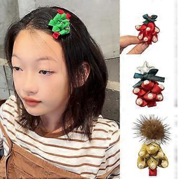 Sött Hårspänne Glitter Julgran Form Ankklämma Hårklämma för Hästsvans Lugg Hårnålar för Tonåringar Barn 6 6