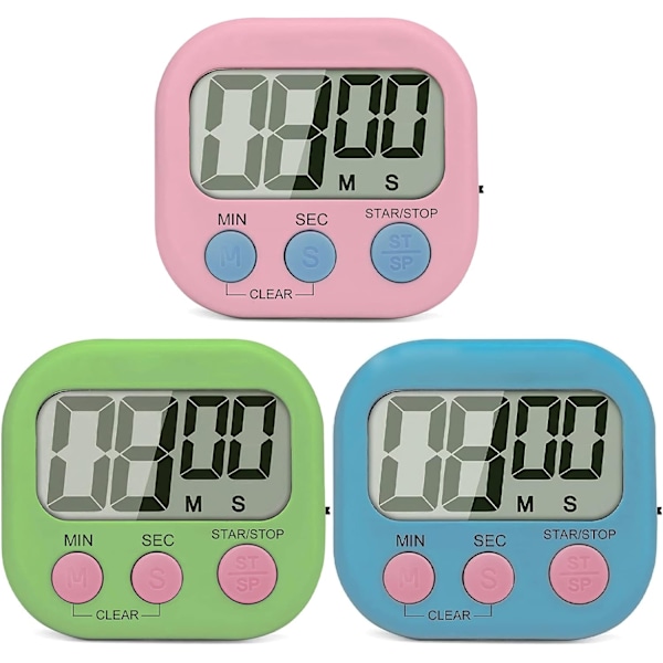 Digital køkkentimer, madlavningstimere, stort display, høj alarm