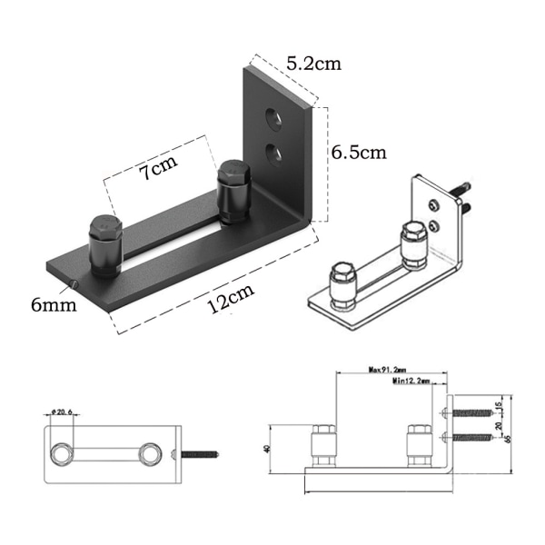 063 B hardware pendulstop, Sorte kulstofstålstop, flad bund