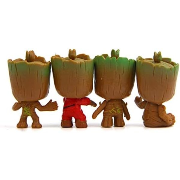 4 stk. Baby Groot Nøglering, Klassisk Film Actionfigur - Perfekt