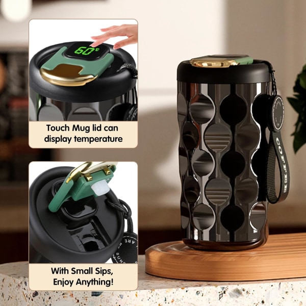 Nye smarte kaffekopper reisekrus, 14,5 OZ reisekaffekrus, Tou
