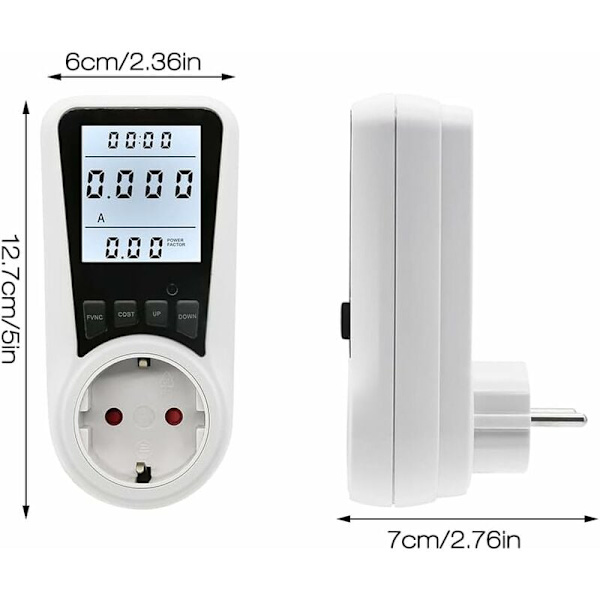 3680W MAX/16A 3680W MAX/16A Elmätare för uttag, Energikostnadsmätare, Strömningsmätare, Eluttag, Elmätare med LCD-display