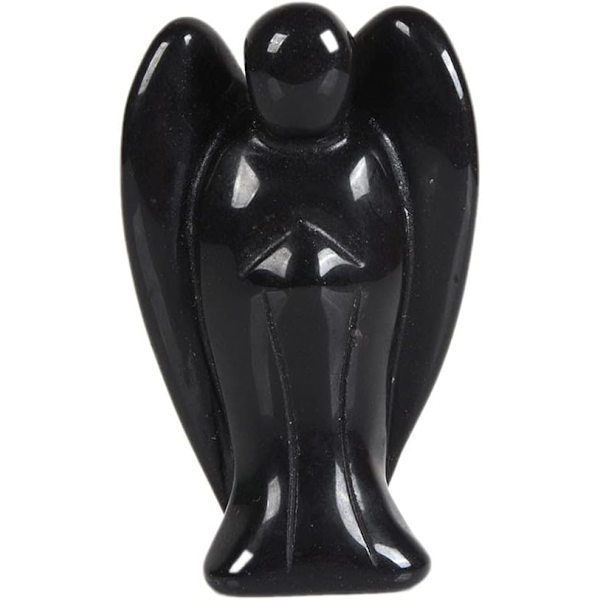 Kaiverrettu Musta Obsidiaani Gemstone Rauha 2 tuuman Enkeli Taskuvartija