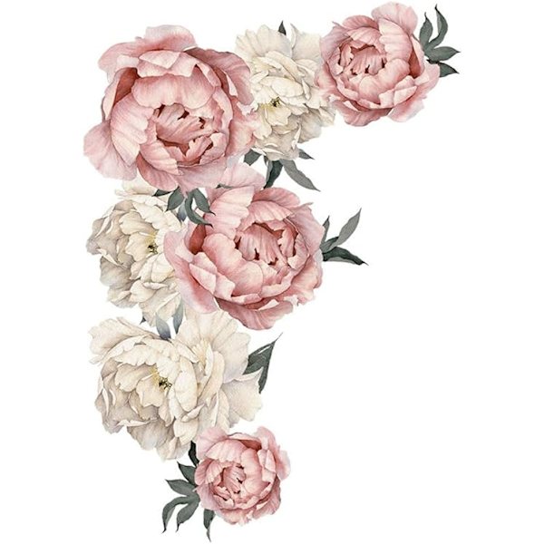 Vackra pionblommväggdekaler Rosblommväggdekaler D