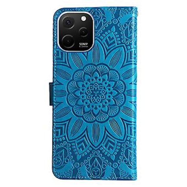 Solros Läder Telefonfodral För Huawei nova Y61 Blue