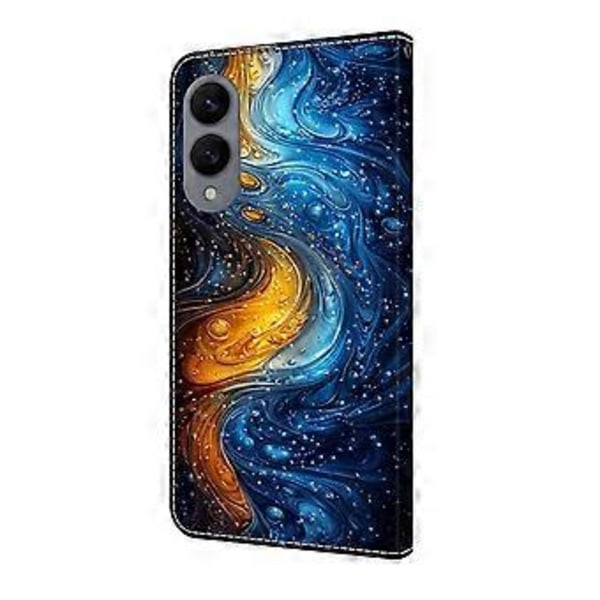 Læderetui med mønstertryk, pung, stativ og flip-cover til Samsung Galaxy S25 Edge Liquid