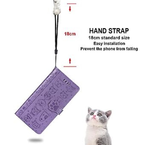 Sødt Kat og Hund Præget Etui til iPhone 12 / 12 Pro Purple