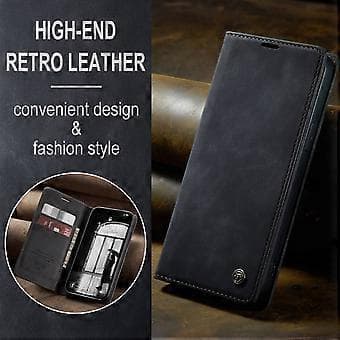 Plånboksfodral för iPhone 16e CASEME 013-serien PU Läder Telefonskal Ställ Black
