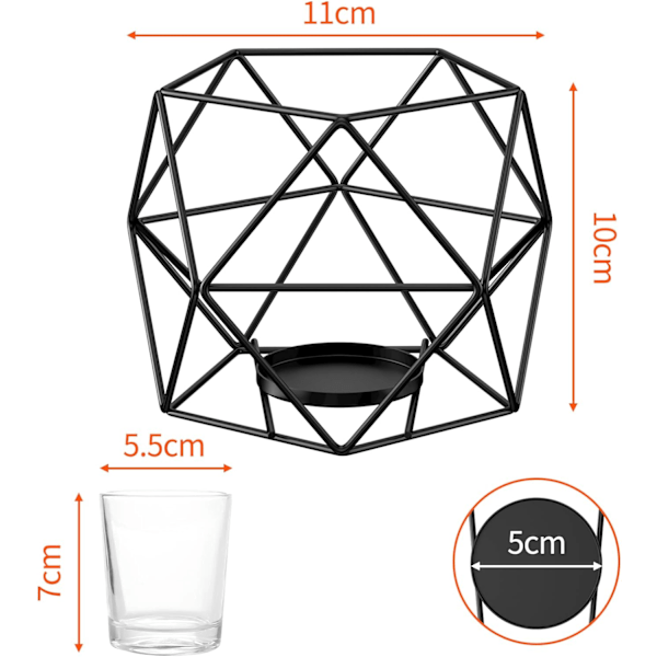 Set med 2 geometriska metalljusstakar, svart ljusstake, Vin