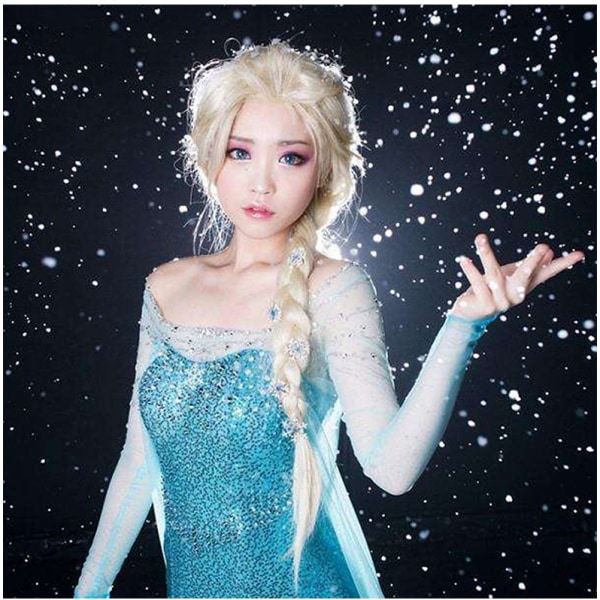 Blond flätad peruk för flickor, 27 tum lång cosplay-peruk av syntetiskt hår