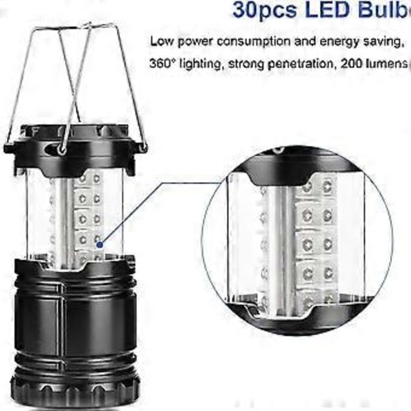 Campinglampor, 2-pack Batteridrivna, Campinglampor med Vikbar Krok (batterier ingår ej)