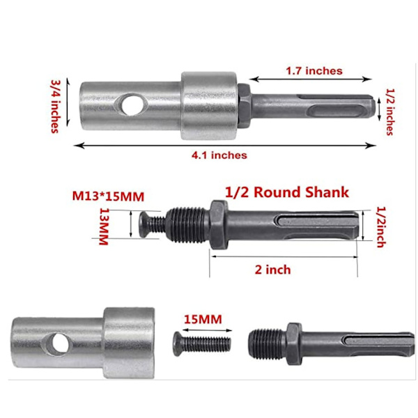 Elektrisk Borradapter Auger, 10,4 cm Längd, Nyckelös Borrchuck, R