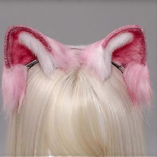 Pörröiset kettukorvat kissatytöt Cosplay-hiustarvikkeet Söpöt pehmoeläinkorvat Päähine Hiusklipsi Eläinroolileikki Dual purpose WT