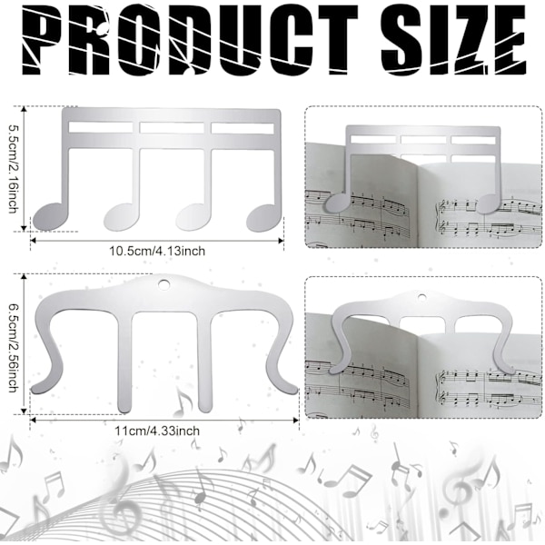 2 stk. Metal Musik Bog Klip, Musik Stativ Klip Noder Klip f