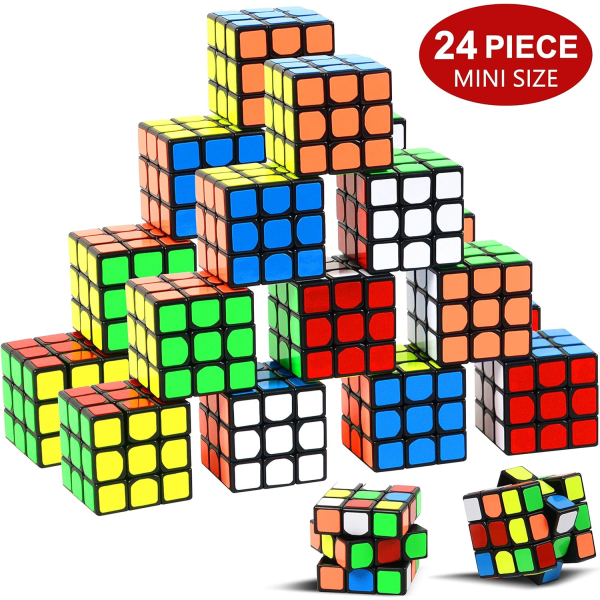 24 Mini Magic Cube -kuution set 3 x 3 x 3 cm - lahja lapsen syntymäpäiväksi