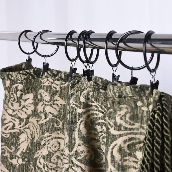 (Sort), 30 Styk Gardinerringe med Clips, Metal Gardinerringe H