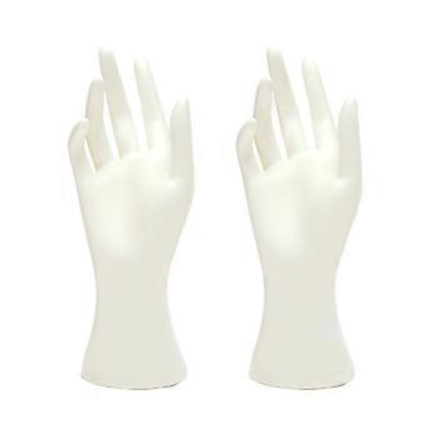2 stk. Kvindelig Mannequin Hånd Plastik Håndmodel Kreativ Ringholder Smykke Display Stativ (Hvid)