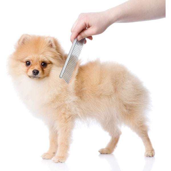 Rustfritt stål kjæledyrkam Pet Grooming Kam Rund Tann Hundekam