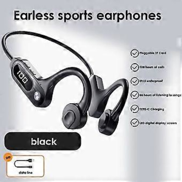 Headset Stöd Tf-kort Portabla Hörlurar Led-display Med Mikrofon För Träning Löpning