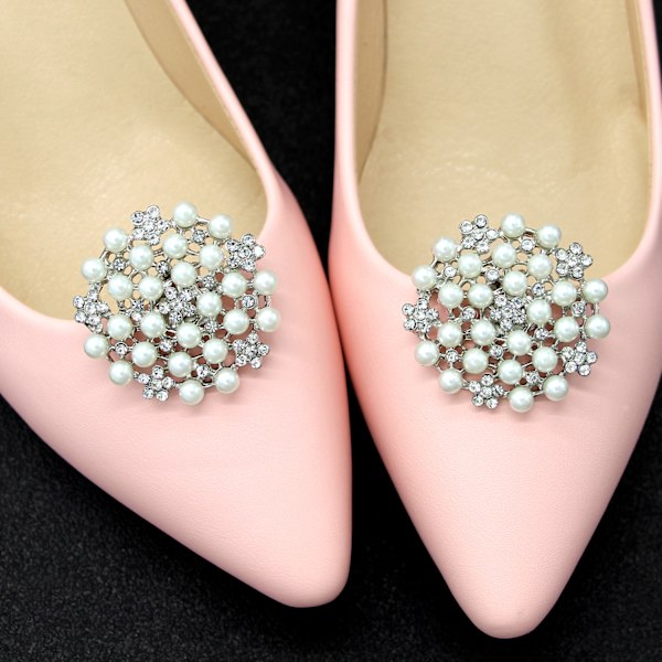 1 Par Krystal Rhinestone Perle Sko Klips Brude Sko Spænder D