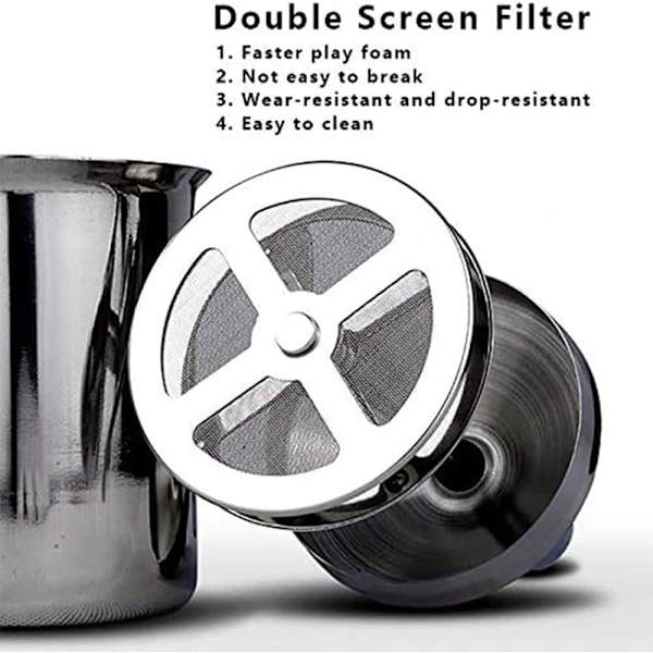 Sølv - 400 ml dobbelt mesh rustfritt stål melkeskummer