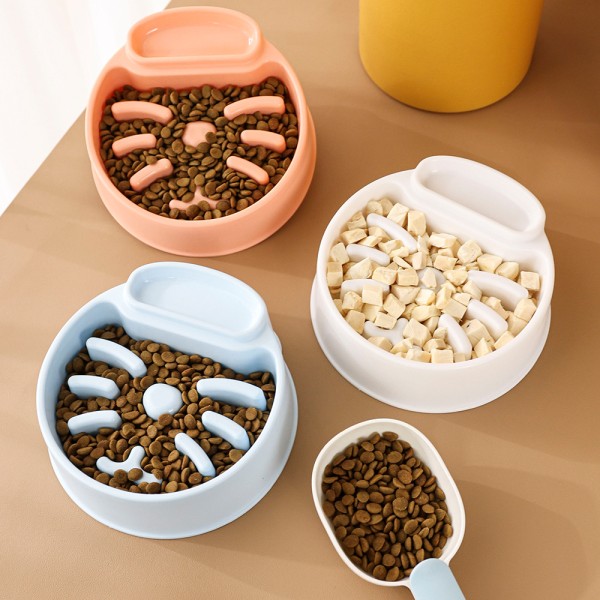 Hvit CAT Bowl PET Bowl Slow Food Bowl Feeder Anti - Anfall Sna