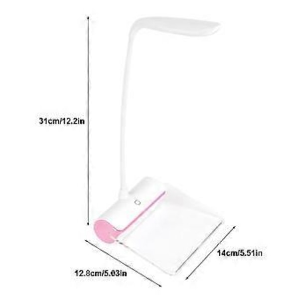 Dimbar LED-lampa med Touch-sensor, USB-skrivbordslampa med meddelandetavla, Rosa