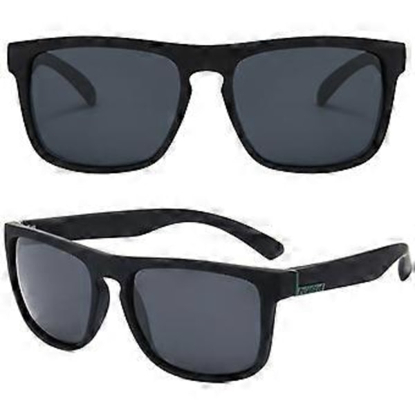 Klassiske firkantede solbriller til mænd UV400 polariserede solbriller retro briller Black Green Frame Grey Lenses