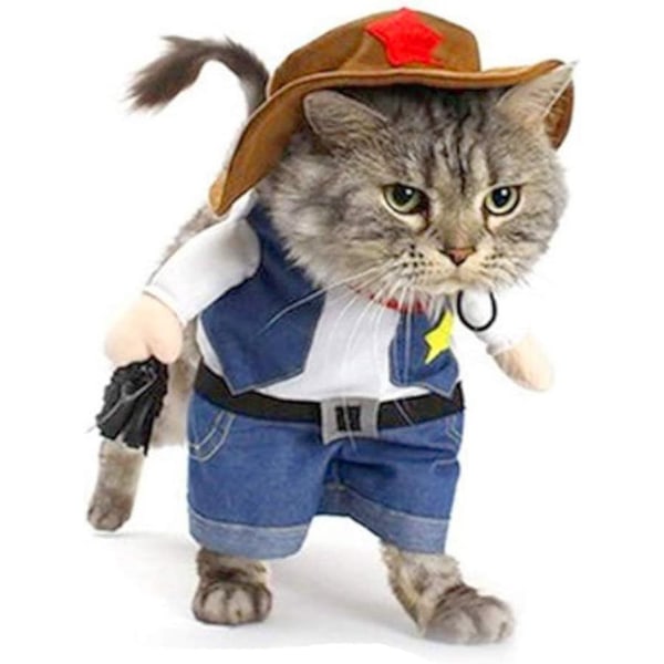 Cowboy-koiraasu ja hattu Lemmikkien vaatteet Kissan puku Halloween Pa