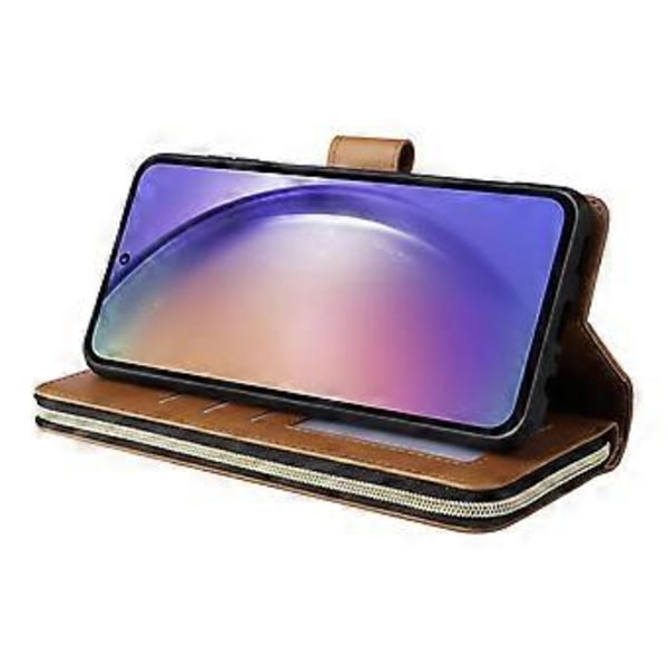 Til Samsung Galaxy A55 5G Etui Kortlommer Lynlås Læder Telefon Cover Style C