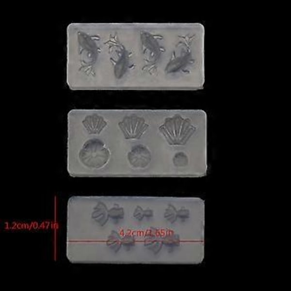 3 stk. Gullfisk Lotusblad Halskjede Silikonformer Egnet for Epoxy Resin DIY Håndverk Øredobber Anheng Smykkefremstilling Hvit
