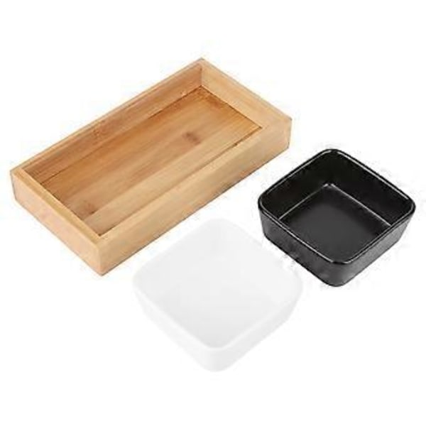 Opdelt Multifunktionel Miljøvenlig Tørret Frugtbakke Slik Snack Sauce Tallerkenholder til Hjemmet (To Rum 1 Hvid 1 Sort)