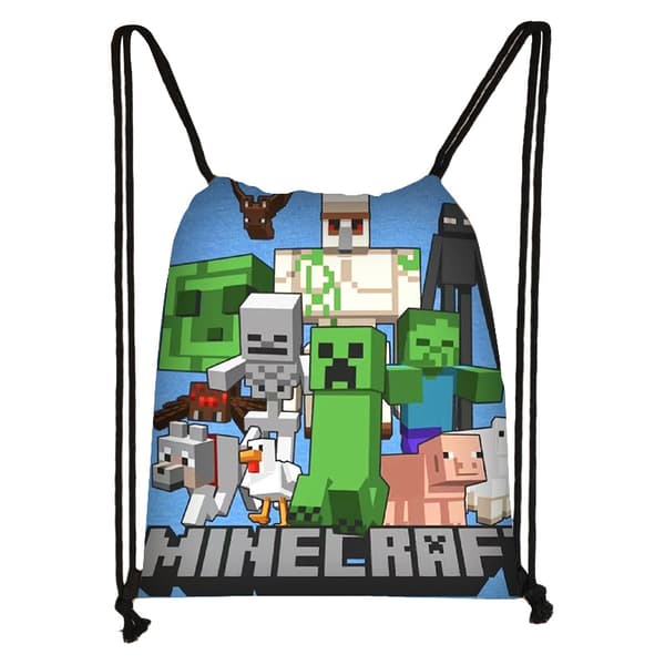Minecraft Snørepose Barn Stor Kapasitet Organizer Bag-5