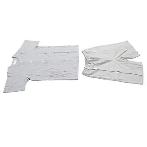 Repäisypaita-housusetti lyhythihaisella Universal Unisex -mallilla, jaetut nepparipaita ja -housut postoperatiiviseen infuusioon (M) M