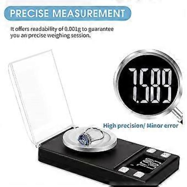 20g/0,001g Digital Fickvåg, Portabel Smyckes-/Pulver-/Örtvåg med 6 Enheter/LCD-Display/Tara- och Räknefunktion