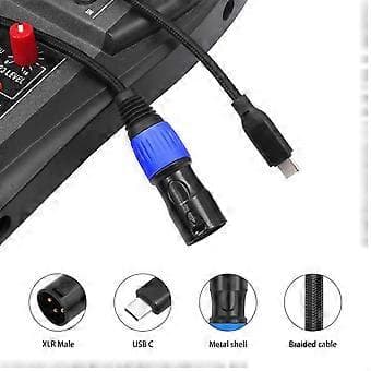 USB Type C uros - 3Pin XLR uros Mikrofonikaapeli, Balansoitu Stereoäänikaapeli Tallennuslaitteille 1m