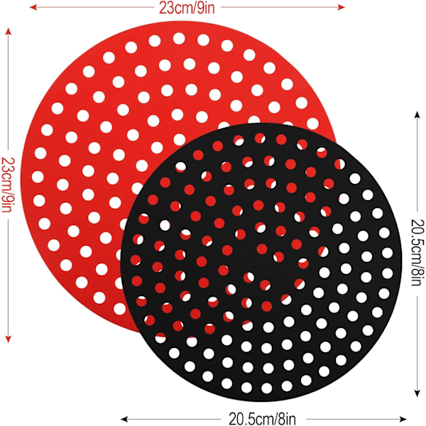Airfryer-matta, Diealles Shine 2 st 8 tum och 9 tum silikon Air