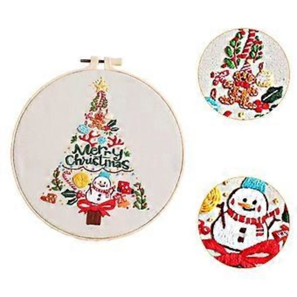 Joulukirjontapakkaus Käsikirjontatyösetti sisältää langat Kehys Neulatyynyristipistopakkaukset aikuisille Joululahja() Christmas Tree